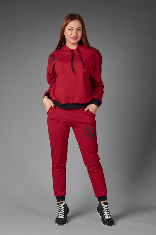 Фото товара 18165, бордовый спортивный костюм